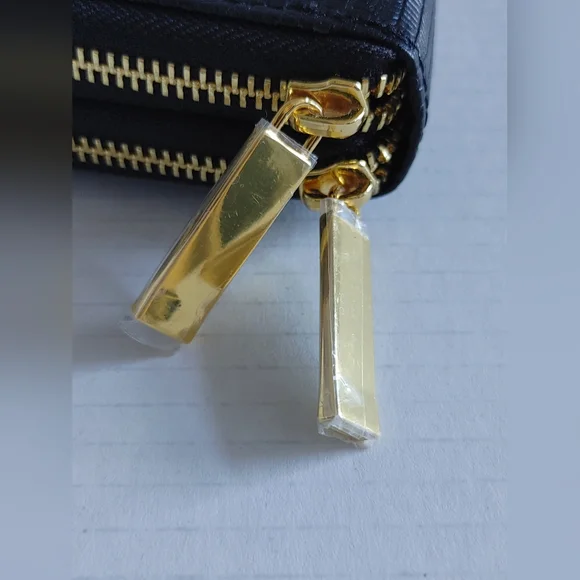 Joy Mangano Womens Leather Double Zipper Wallet Large Black - Picture 8 of 13